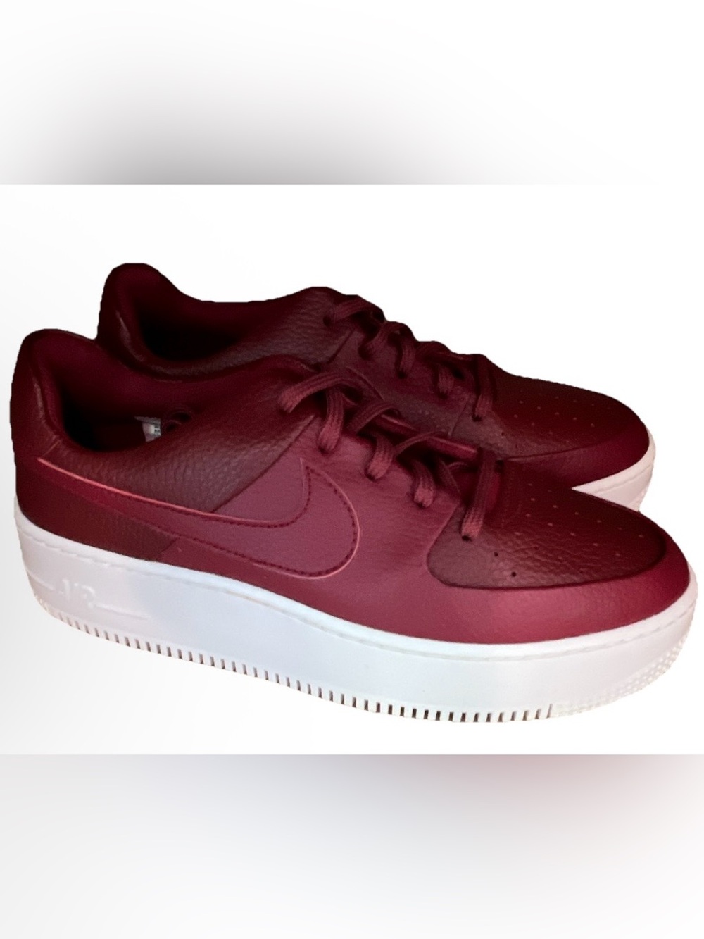 Nike Burgundy Low-Top Air Force with White Sole Sneakers